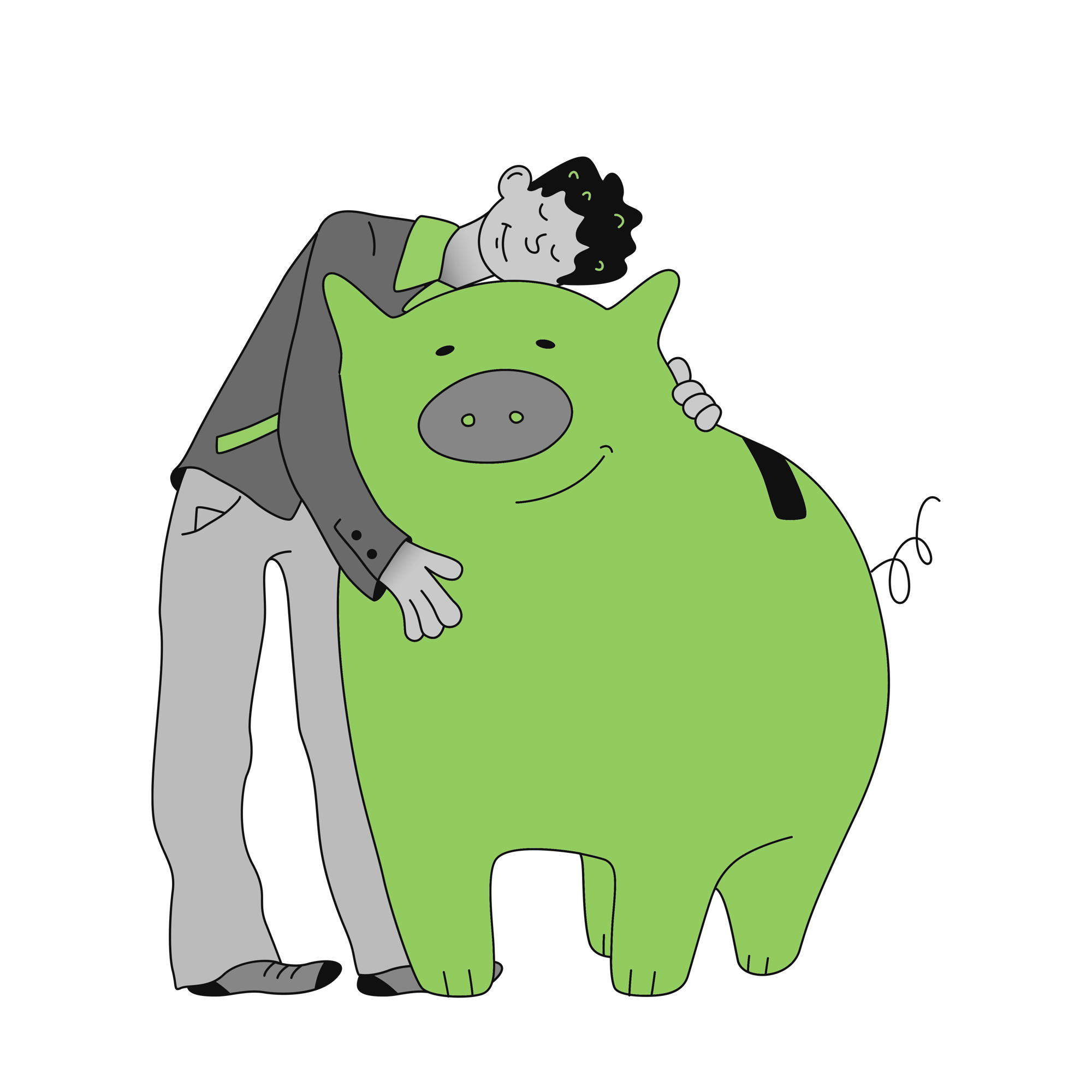 businessman hugs his piggy bank_SIMPLIFIED businessman hugs his piggy bank_SIMPLIFIED