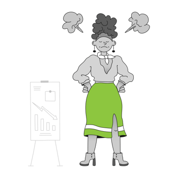 businesswoman angry at financial performance