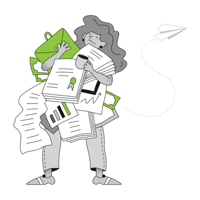 businesswoman buried in business