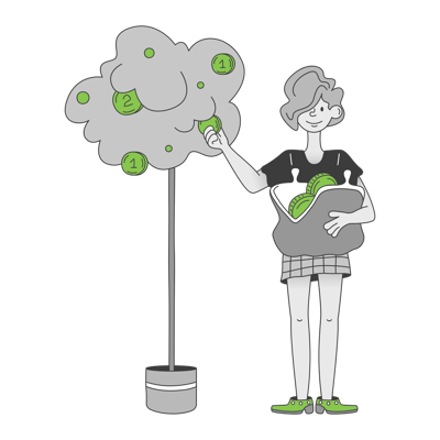 businesswoman collects profits from investments_SIMPLIFIED