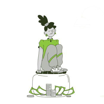 businesswoman worries about her savings