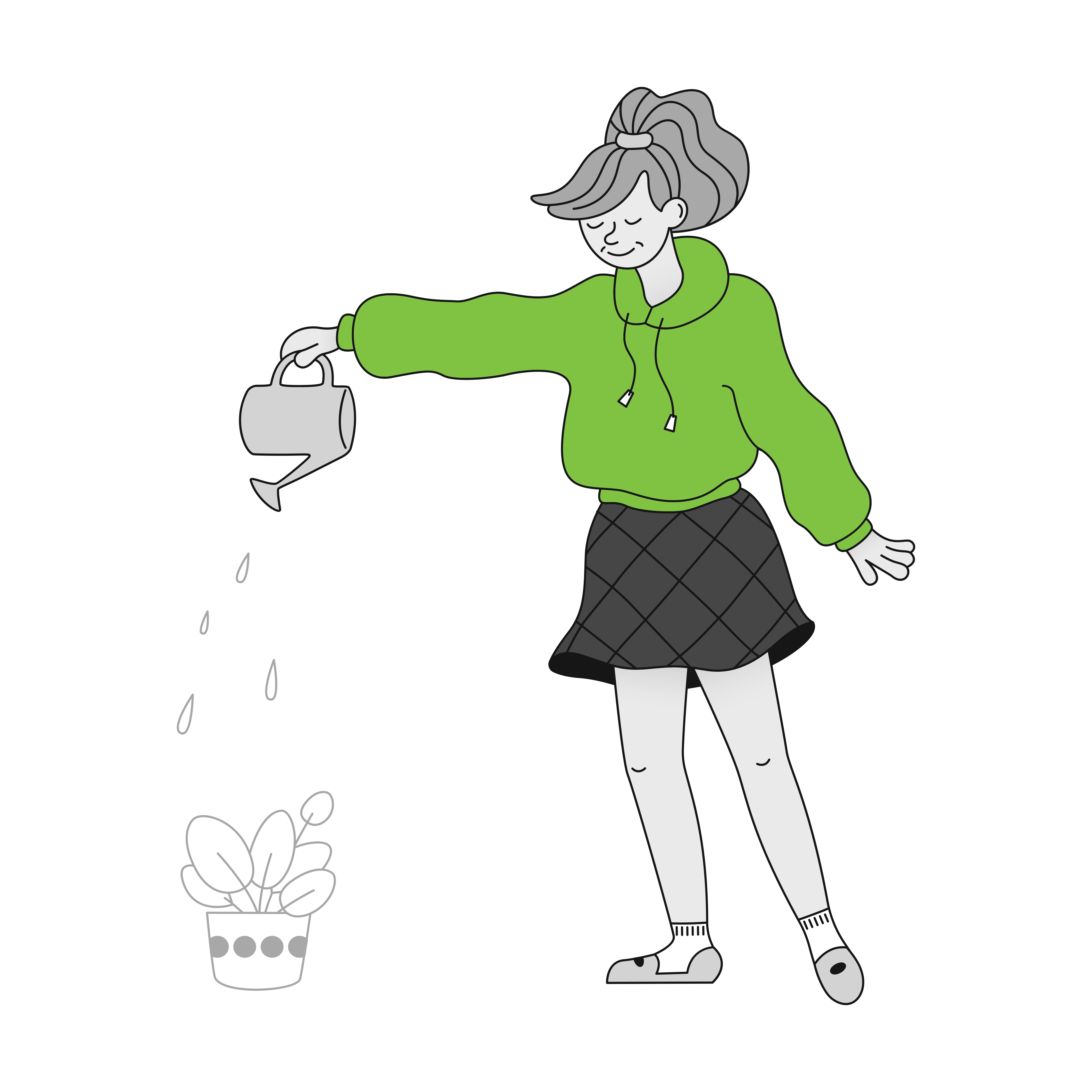 designer watering flowers in the office
